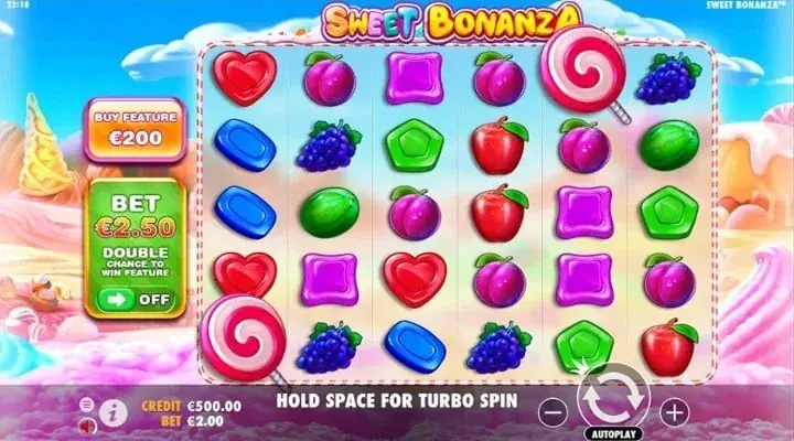 Captura real de Sweet Bonanza con función tumble